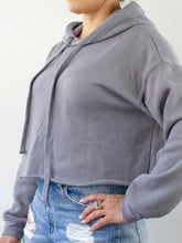 Load image into Gallery viewer, Tummy Tarp Women's Crop Hoodie - Storm