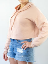 Load image into Gallery viewer, Tummy Tarp Women's Crop Hoodie - Peach